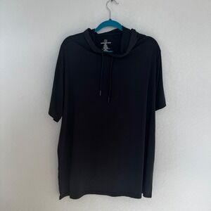 Real Essentials Men's Black Short Sleeve Hoodie Pullover Athletic Casual 2XL